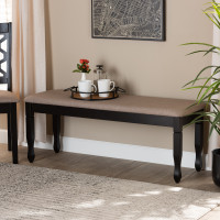 Baxton Studio RH039-Sand/Dark Brown-Dining Bench Corey Modern and Contemporary Sand Fabric Upholstered and Dark Brown Finished Wood Dining Bench